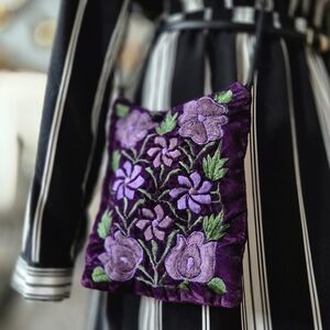 Whimsigoth Romantic Floral Embroidered Cross-Body Bag 7 × 6